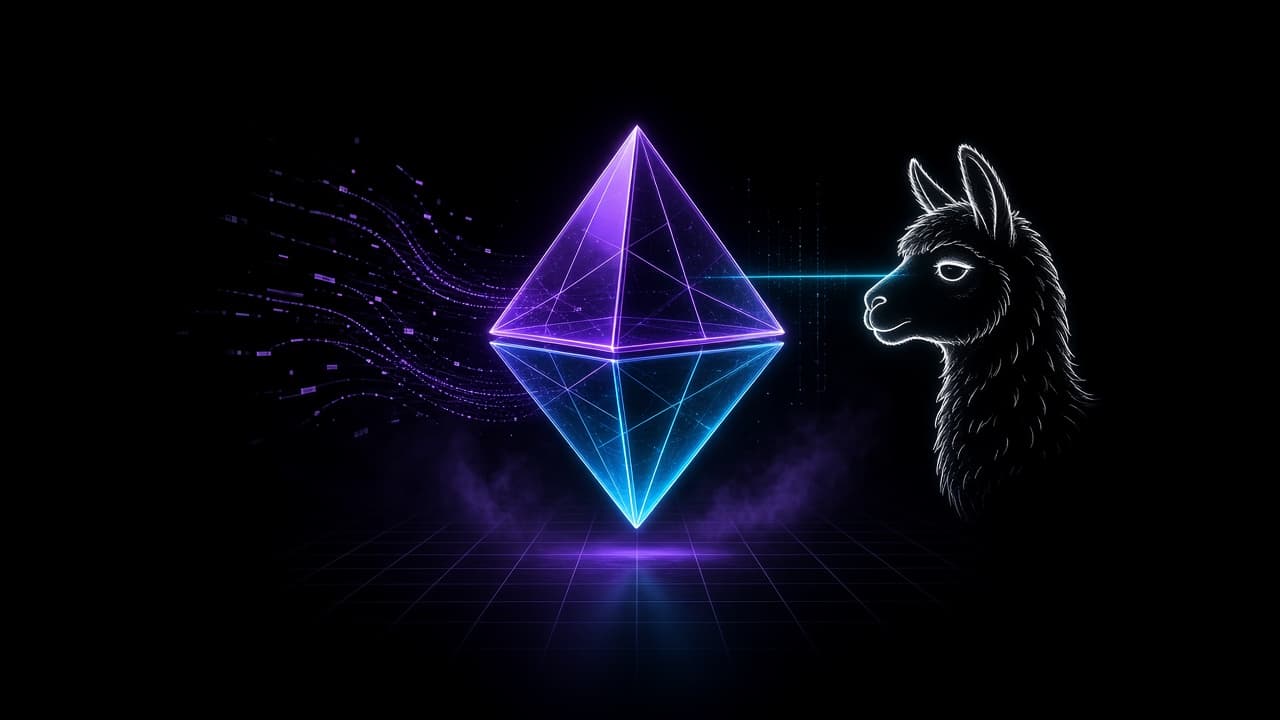An Ollama llama inspecting a Solidity diamond